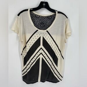 Express Women’s Scoop Neck Short Sleeve Lace Detail Tee size M